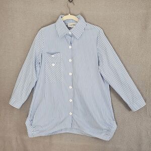 Joseph Ribkoff Women s Button Down Blue Stripe Front Pocket Long Sleeve Top 8